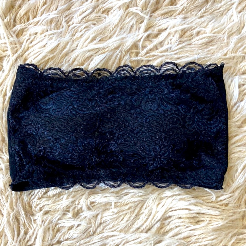 Black lace Strapless bandeau padded bralette s